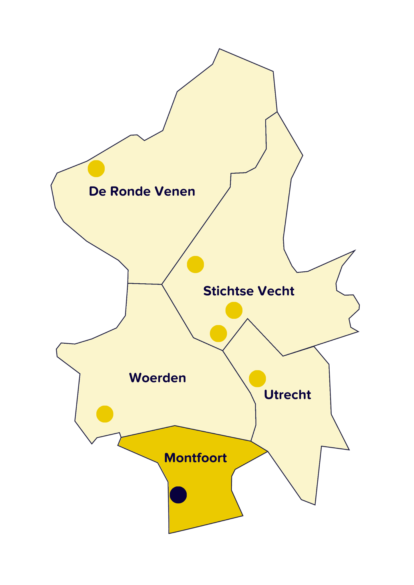Montfoort Een regiokaart waarin Gezond Woerden is uitgelicht.